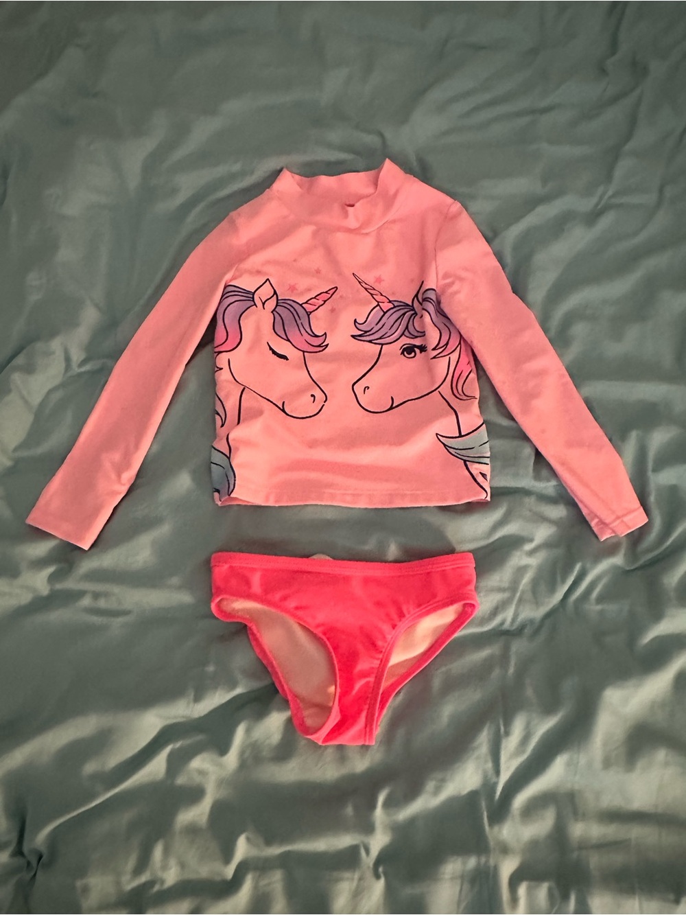 Kids Pink Unicorn Long-Sleeve Swim Set - Pink size 4